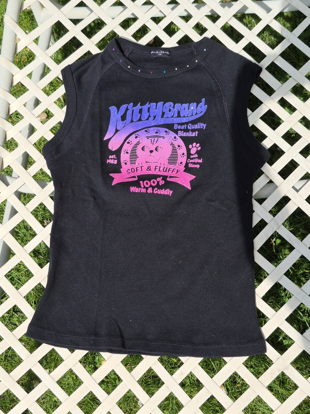 90's VINTAGE F.A.N.G. Black Graphic Muscle Tee-M